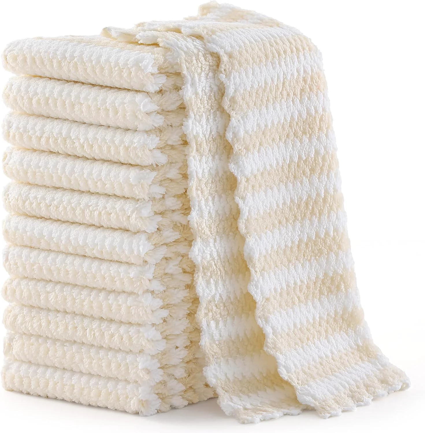 Fashionable Homaxy 12 Pack Coral Velvet Dish Cloths 7 x 9 inches Beige Ultra Soft and Absorbent Dish Towels Reusable Fast Drying Microfiber Cleaning Cloth No-lint User-Friendly