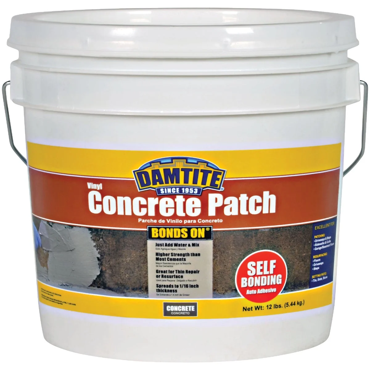 Stylish Damtite BondsOn 12 Lb. Gray Ready-to-Use Vinyl Concrete Patch Efficient