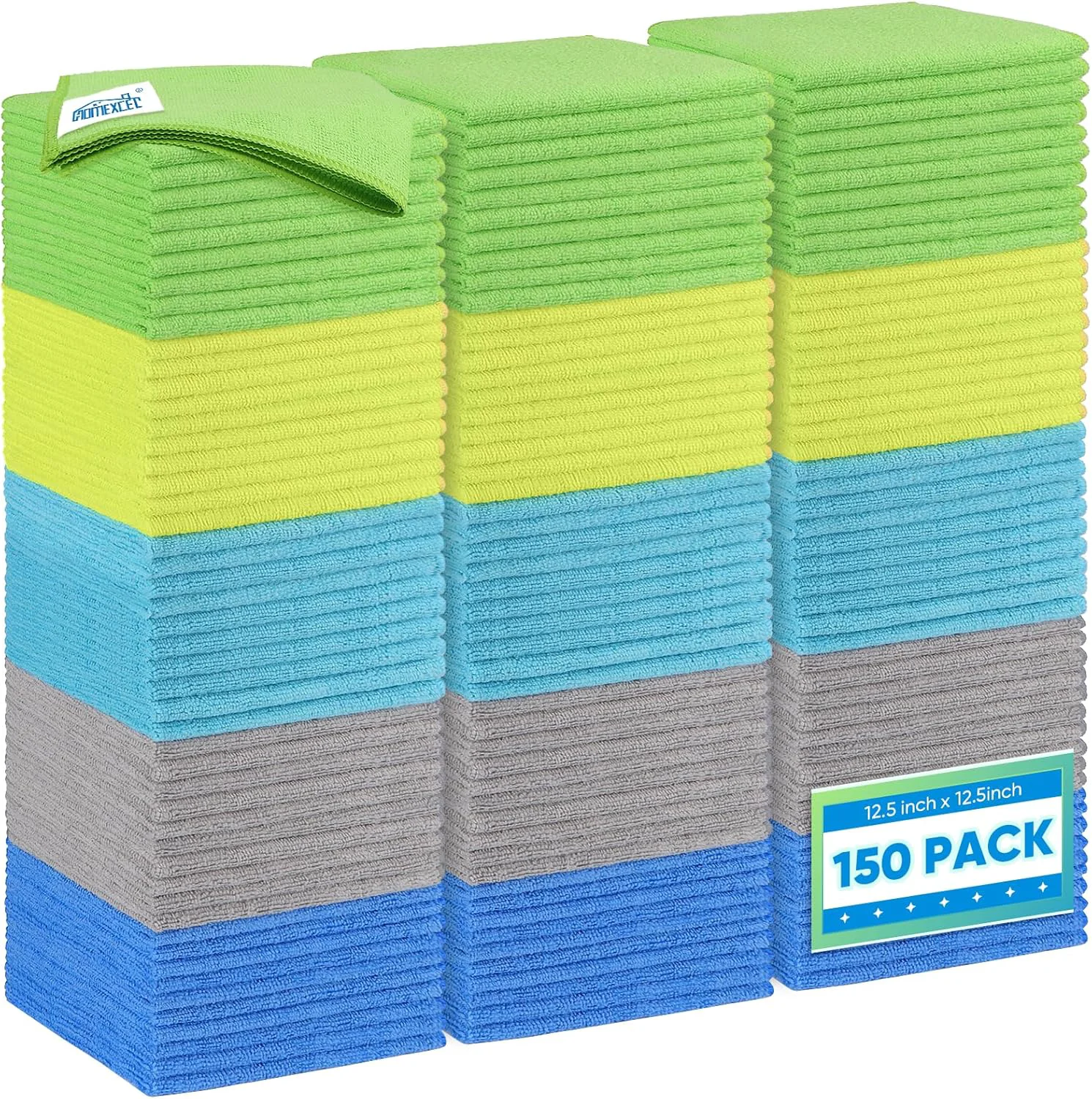 Soft Homexcel Microfiber Cleaning Cloth 150 Pack 12.5 x 12.5 inch Microfiber Towels for Cars Ultra Absorbent Car Washing Cloth Environmentally Friendly