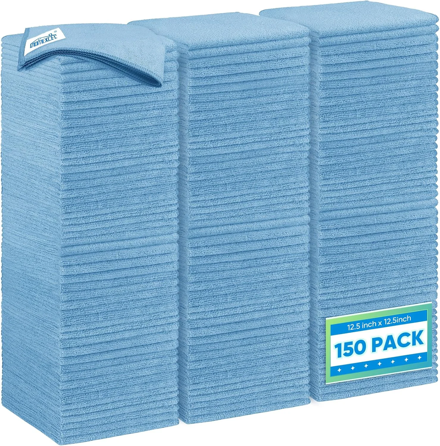 Innovative Homexcel Blue Microfiber Cleaning Cloth 150 Pack 12.5 x 12.5 inch Microfiber Towels for Cars Top-Quality