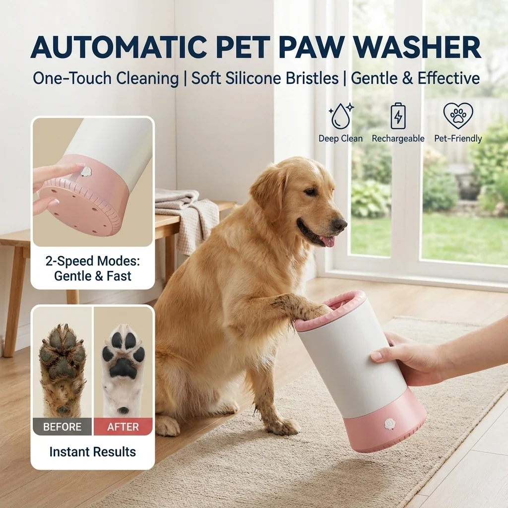 Prestigious IP67 Waterproof Electric Paw Cleaner Dual Speed 10-Day Battery Quality