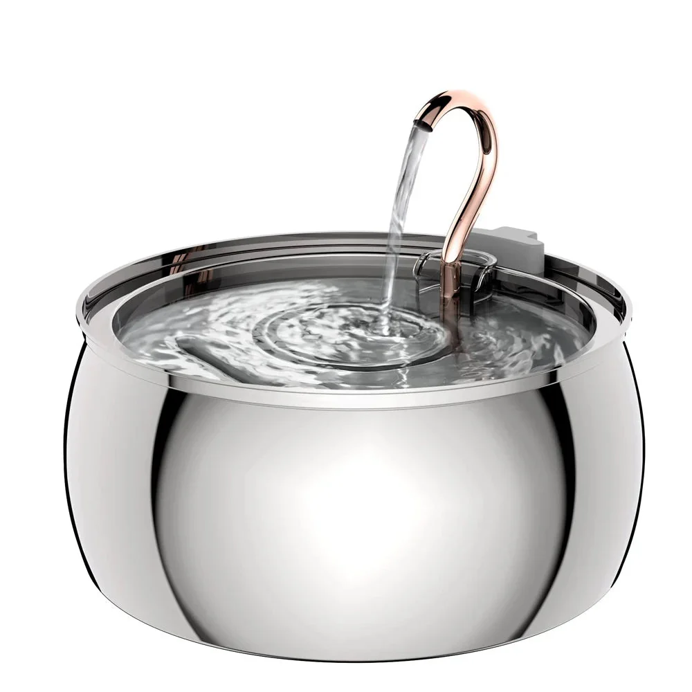 Flexible Fontaine à eau automatique silencieuse pour animaux de compagnie en acier inoxydable 4 L avec fenêtre - pour chats et chiens Casual