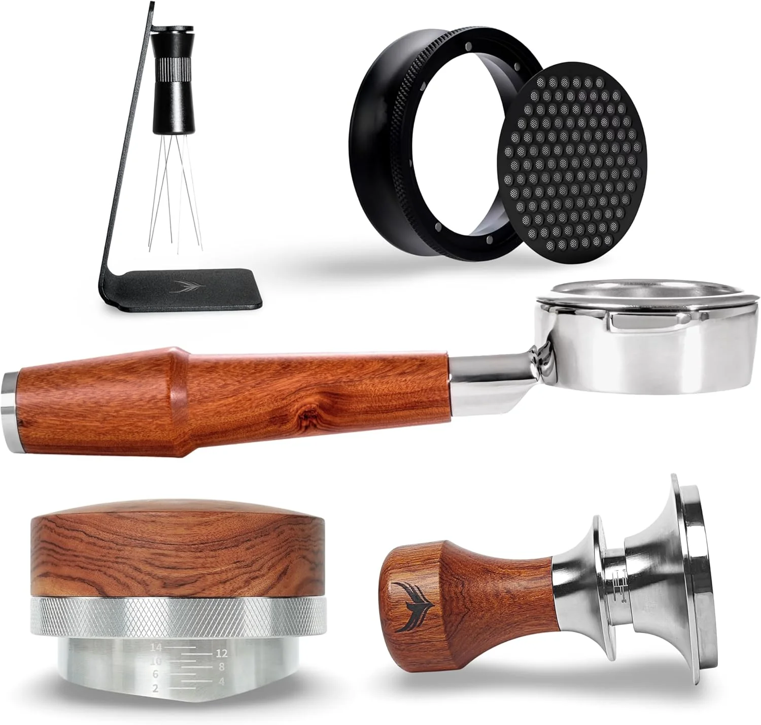 High-Quality 58mm Essential Barista Tools Set for E61 Espresso Machines - Naked Portafilter Coffee Leveler Dosing Funnel Advanced Espresso Tamper Innovative