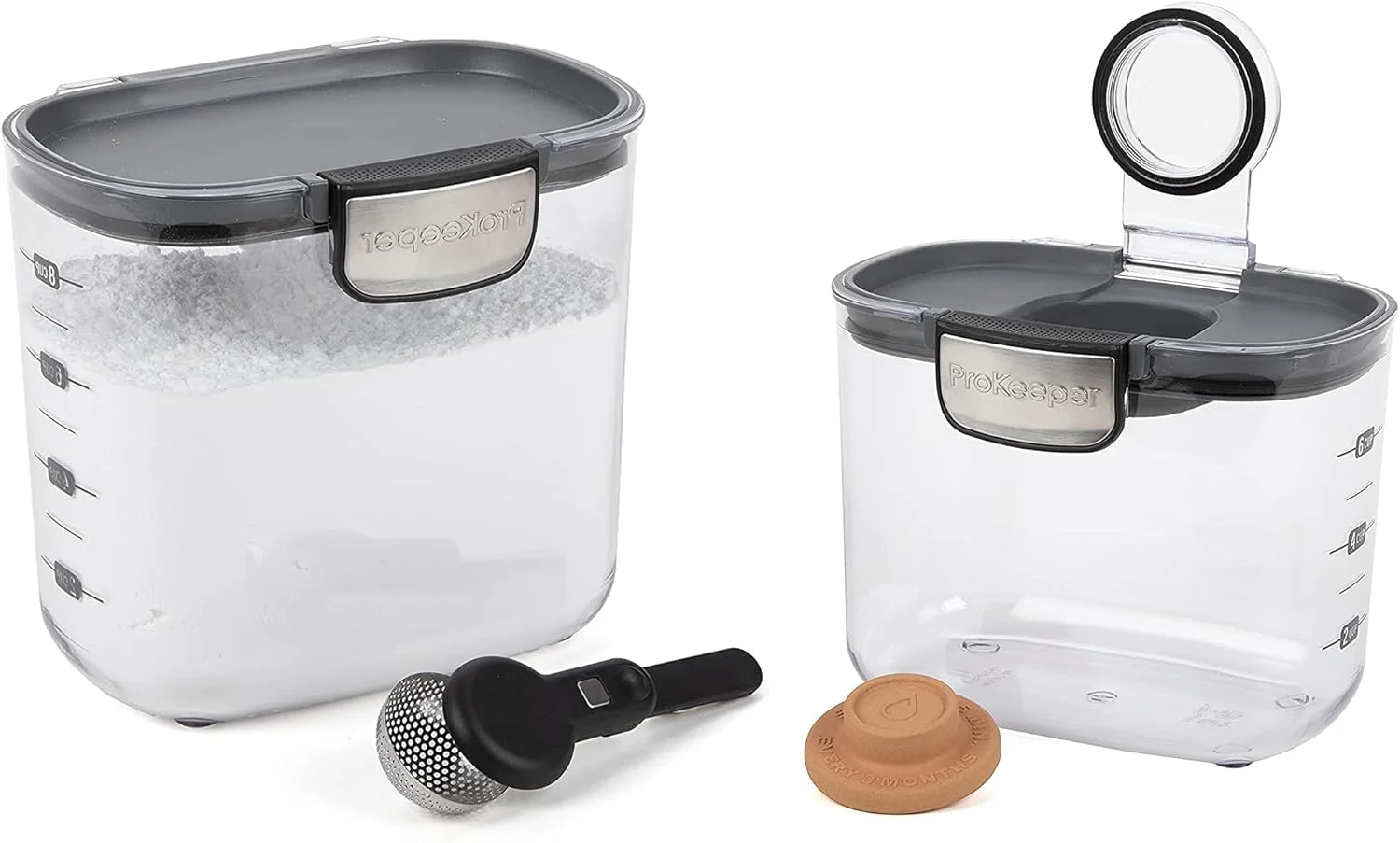 Proven Progressive International ProKeeper Clear Plastic Airtight Food Baker's Kitchen Storage Organization Container Canister Set with Magnetic High-End