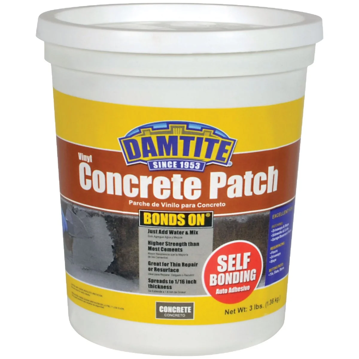 Casual Damtite BondsOn 3 Lb. Gray Ready-to-Use Vinyl Concrete Patch High-Performance