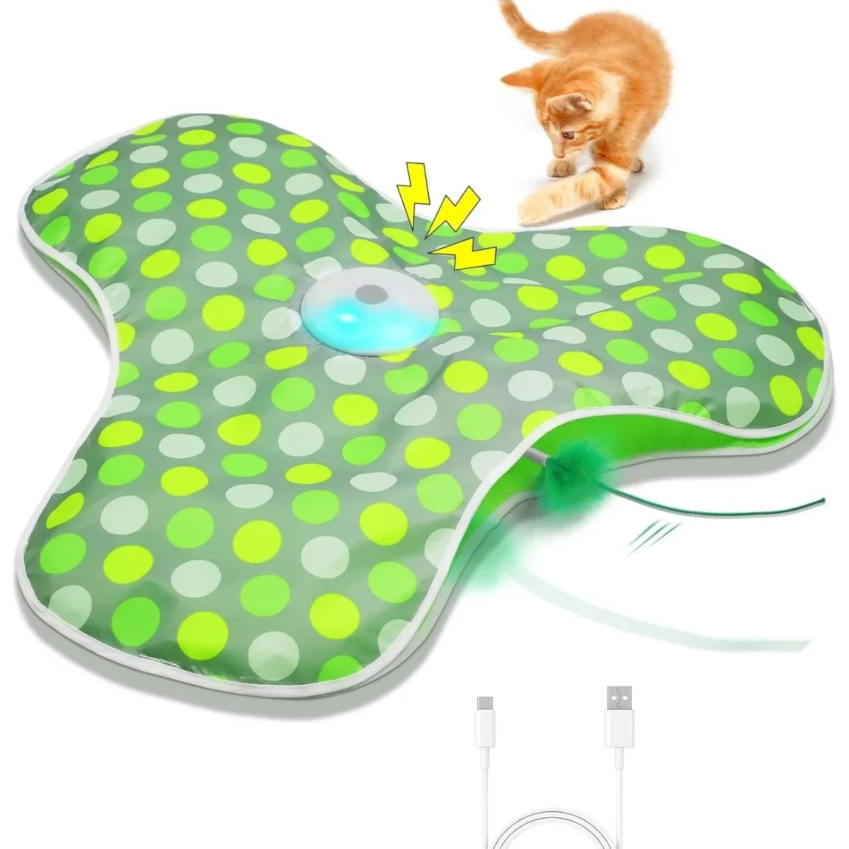 Relaxed Jouet interactif pour chat - Plume mobile rechargeable et souris couineuse Certified