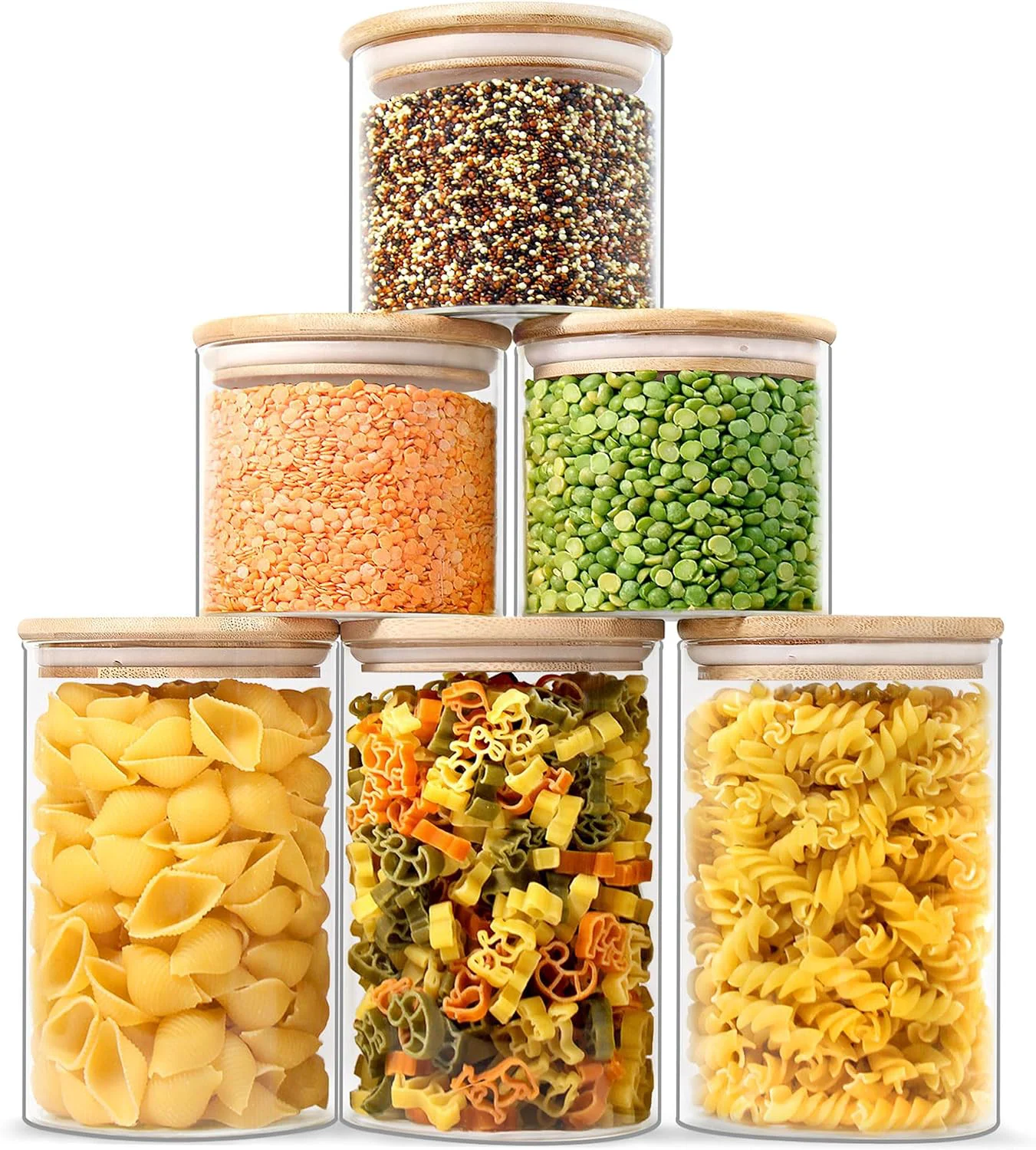 Superior Glass Jars with Airtight Lids Airtight Glass Canisters with Locking Lids Bamboo-20oz-30oz Next-Generation