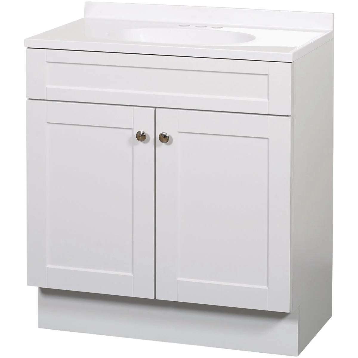 Powerful Zenith Zenna Home White 30 In. W x 35 In. H x 18 In. D Shaker Vanity with White Cultured Marble Top Pure