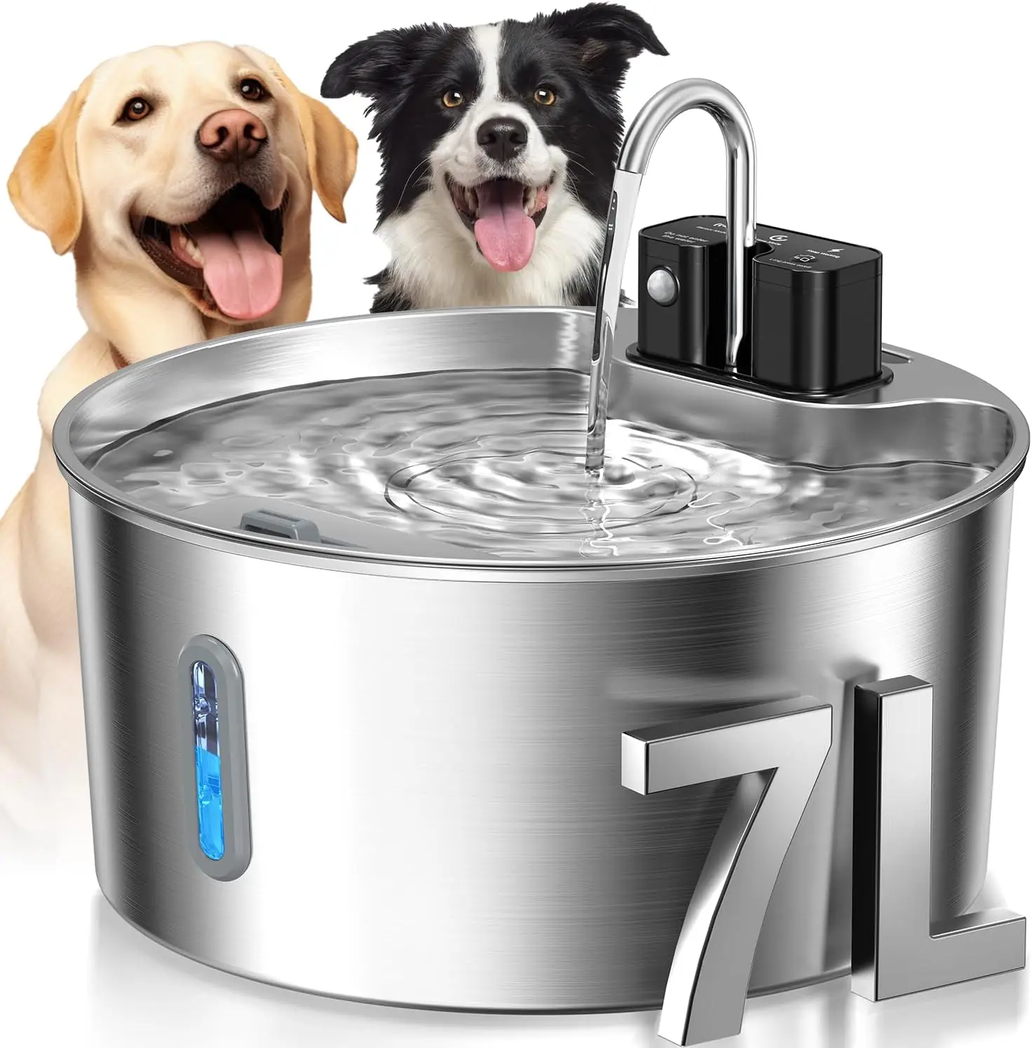 Prestigious 7L Stainless Steel Wireless Pet Water Fountain with Motion Sensor Natural