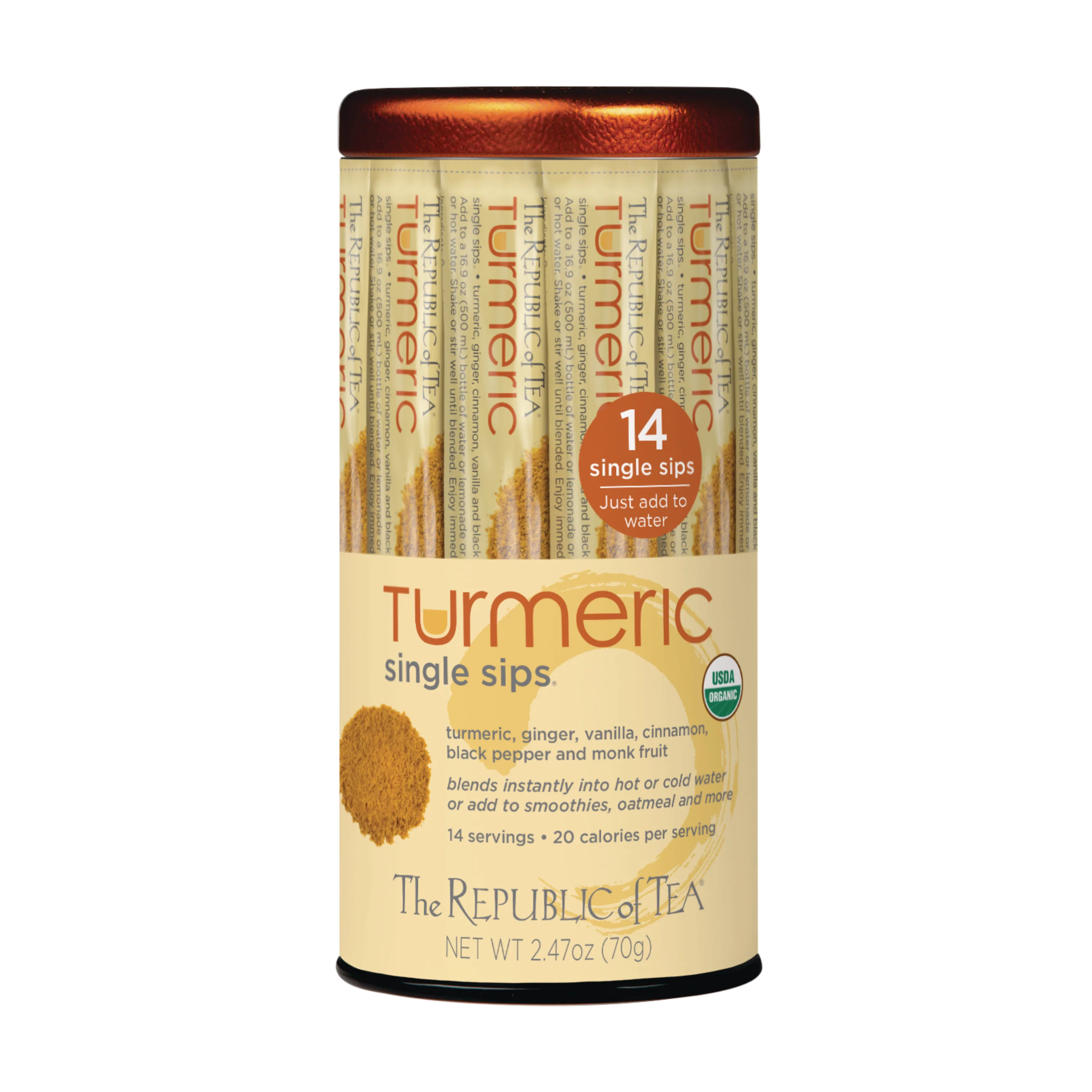 The Republic of Tea Organic Turmeric Single Sips Tea High-End