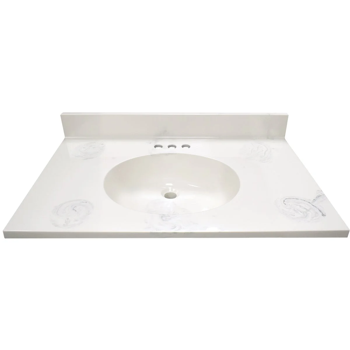 Next-Generation Modular Vanity Tops 31 In. W x 22 In. D Marbled Dove Gray Cultured Marble Flat Edge Vanity Top with Oval Bowl Superior