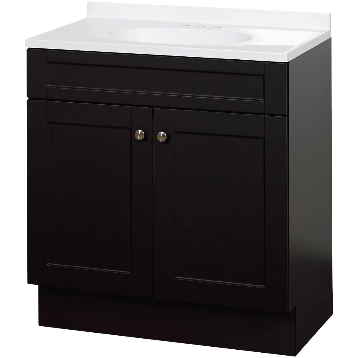Fine Crafted Zenith Zenna Home Espresso 30 In. W x 35 In. H x 18 In. D Shaker Vanity with White Cultured Marble Top Soft