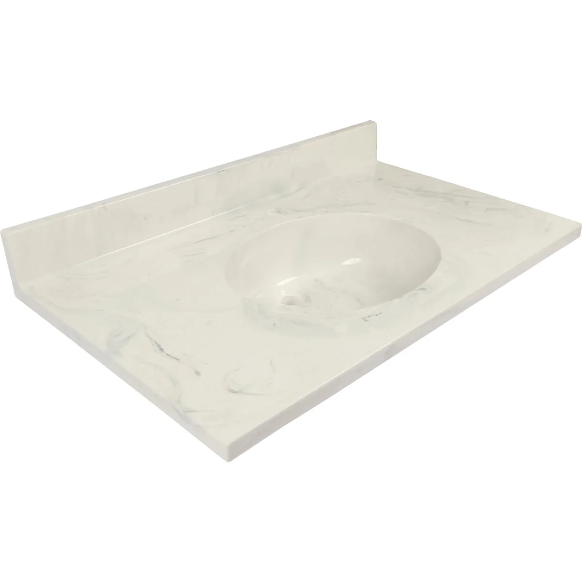 Reliable Modular Vanity Tops 37 In. W x 22 In. D Marbled Dove Gray Cultured Marble Flat Edge Vanity Top with Oval Bowl Lightweight