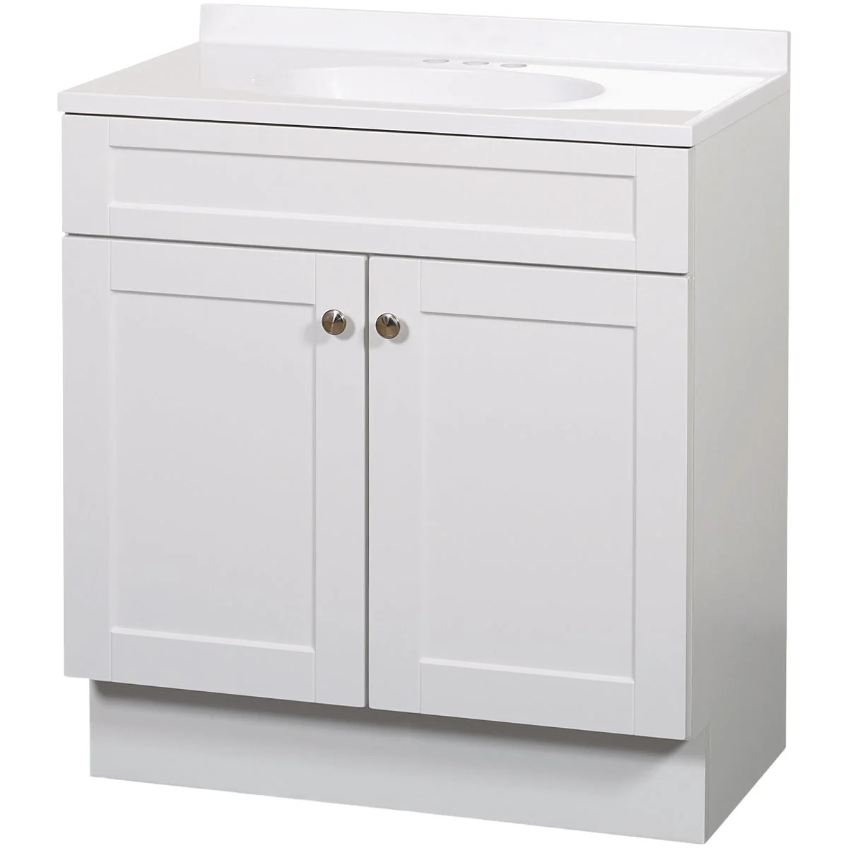 Organic Zenith Zenna Home White 36 In. W x 35 In. H x 18 In. D Shaker Vanity with White Cultured Marble Top Safe