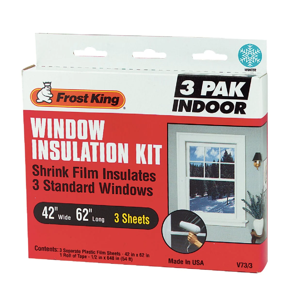 Premium Frost King 42 In. x 62 In. Indoor Shrink Film Window Kit 3-Pack Convenient