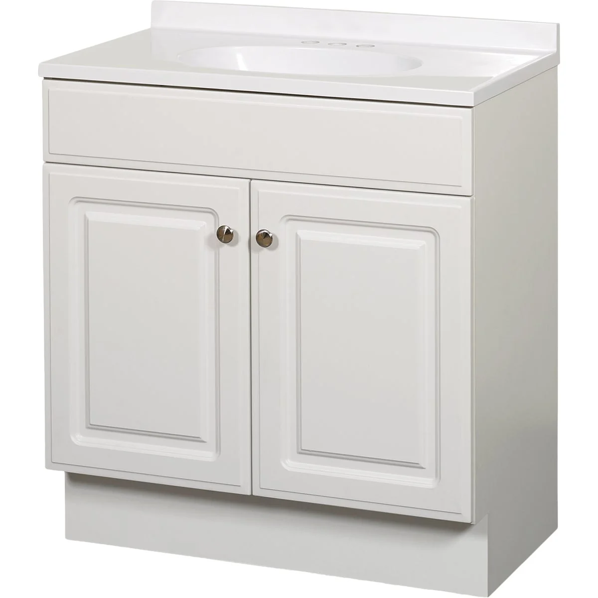 Original Design Zenith Zenna Home White 30 In. W x 35 In. H x 18 In. D Vanity with White Cultured Marble Top Environmentally Friendly
