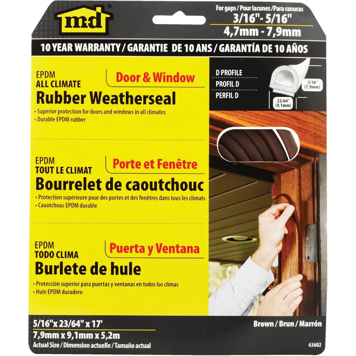 Powerful M-D Brown 17' 23 64 Rubber Weatherstrip Recyclable