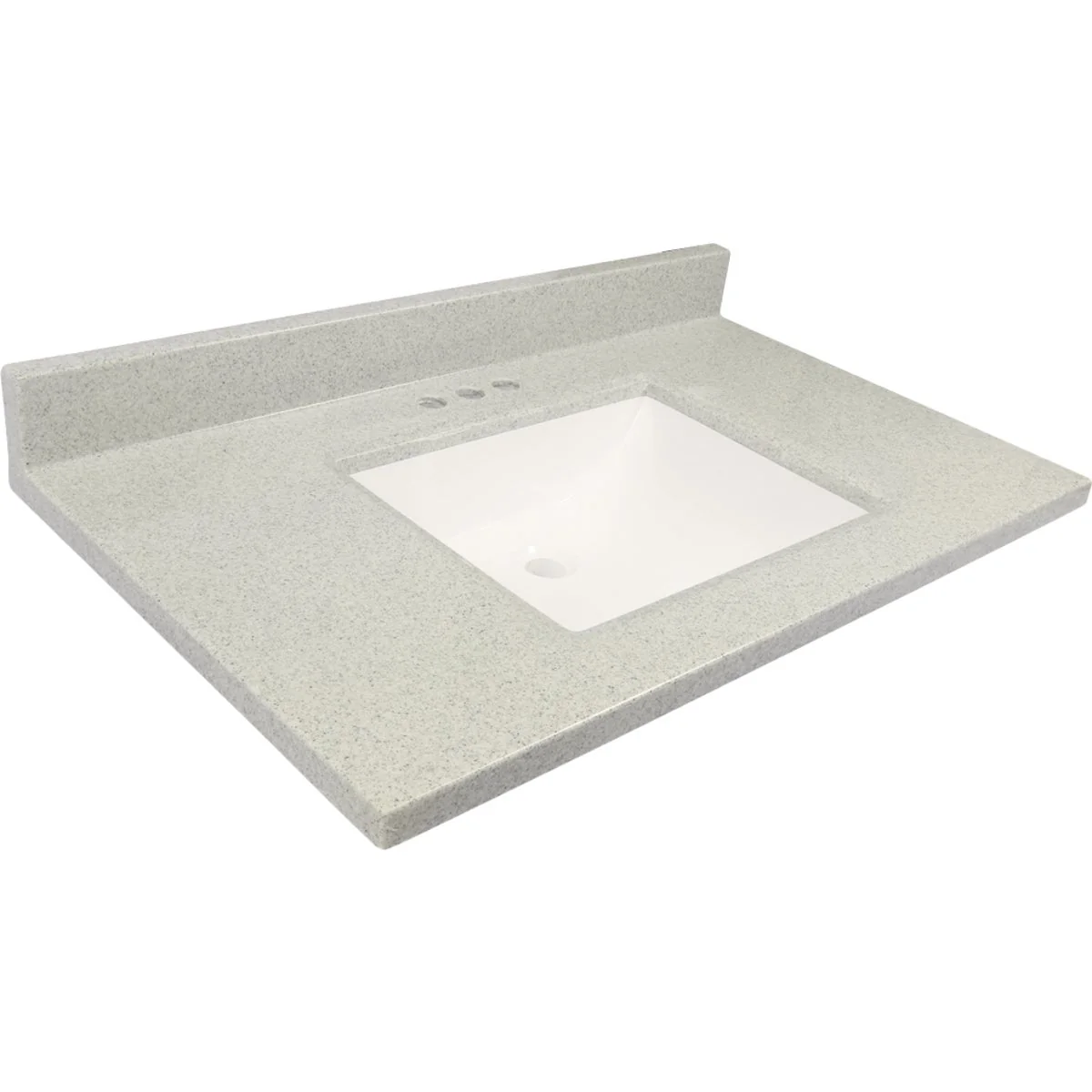 Safe Modular Vanity Tops 37 In. W x 22 In. D Pewter Cultured Marble Vanity Top with Rectangular Wave Bowl Flexible