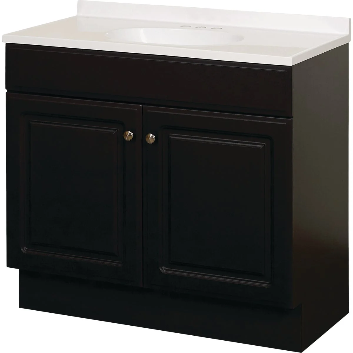 Pure Zenith Zenna Home Espresso 36 In. W x 35 In. H x 18 In. D Vanity with White Cultured Marble Top Excellent