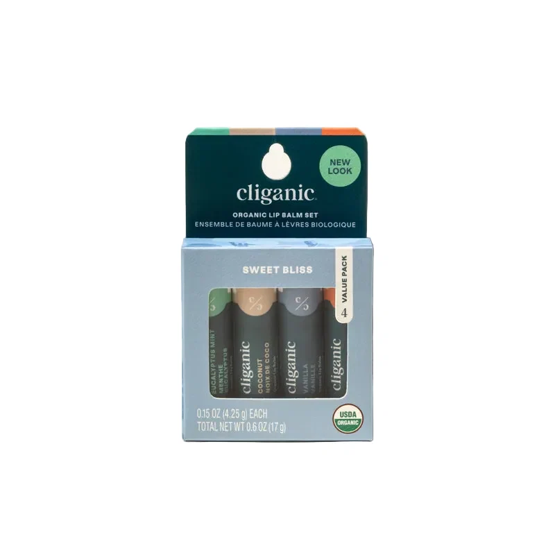 Genuine Cliganic Organic Lip Balm Set - Sweet Bliss Safe