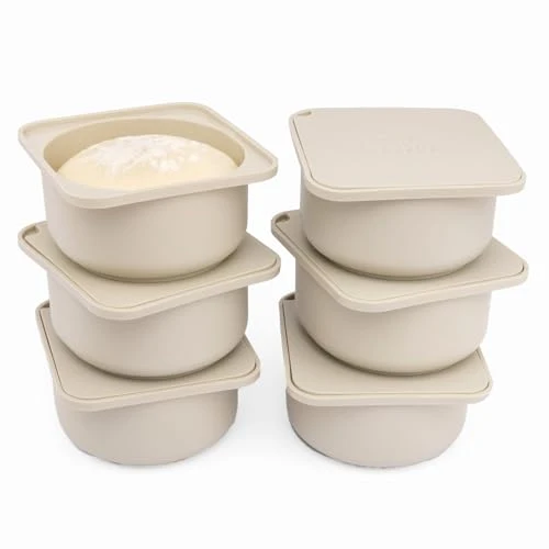 Specialty Pizza Dough Proofing Silicone Containers with Lids 6 Count Flexible