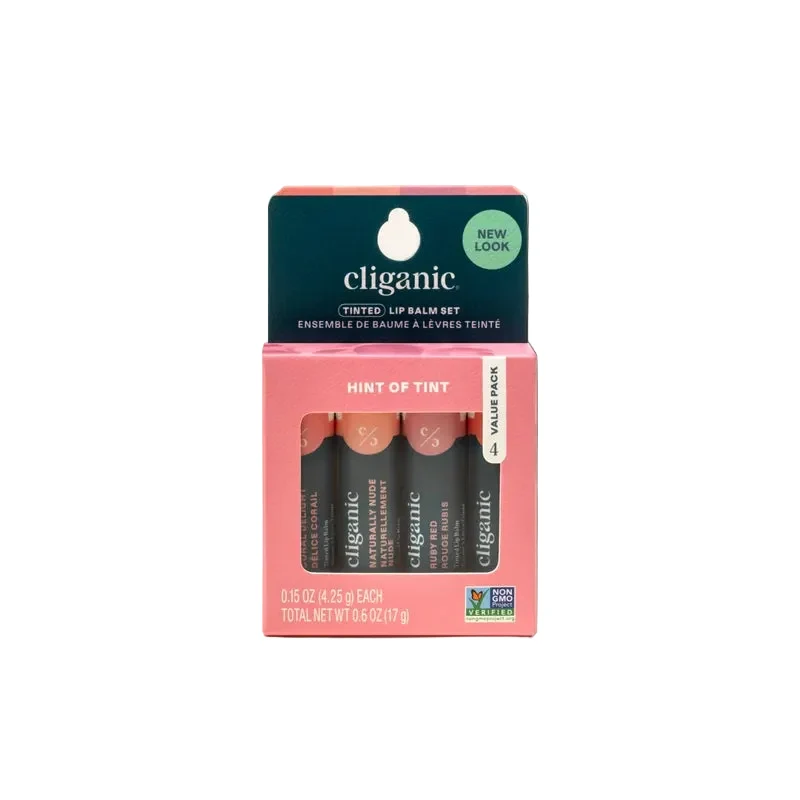 Long-Lasting Cliganic Tinted Lip Balm Set - Hint of Tint Crafted