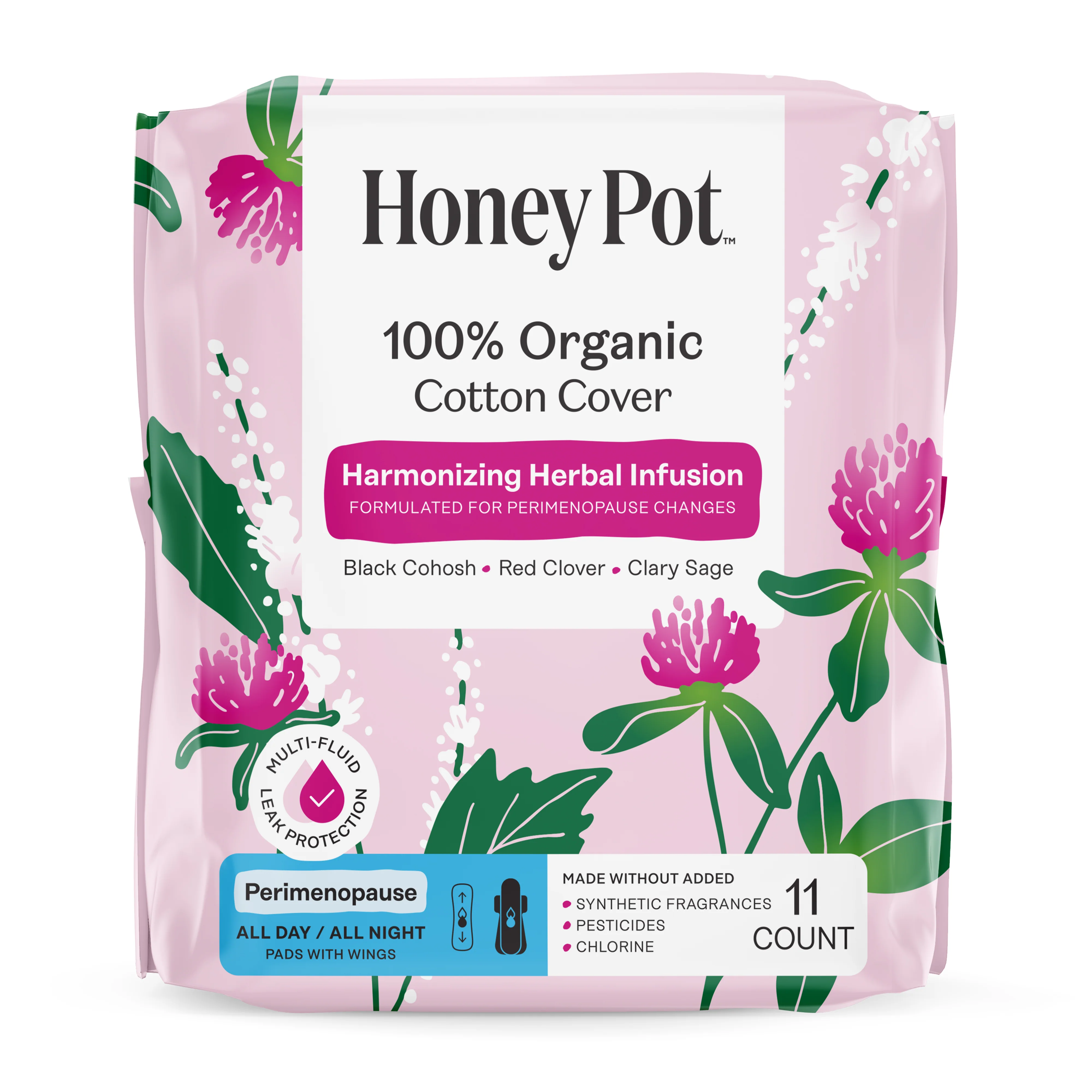 Innovative HoneyPot Peri-menopause All Day All Night Pads - Harmonizing Herbal Infusion Smart