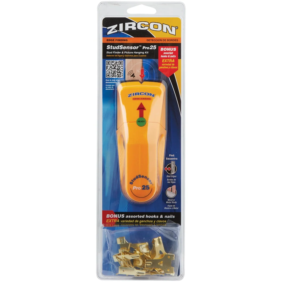 Stylish Zircon StudSensor Pro25 Stud Finder w Picture Hanging Kit Versatile