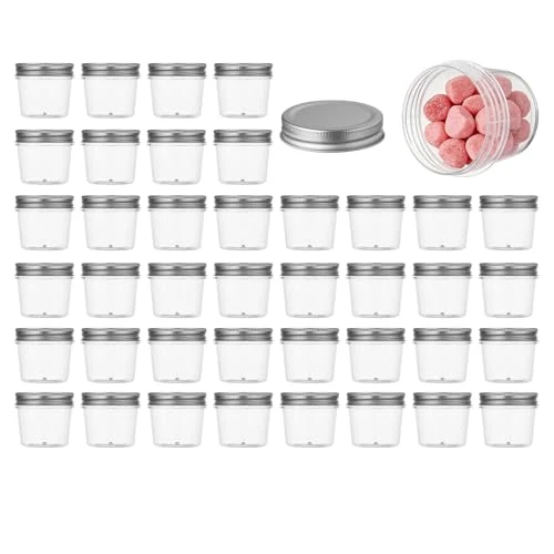 Casual 4 oz Plastic Small Mason Jars and Small Plastic Jars with Lids 40 Count Selected