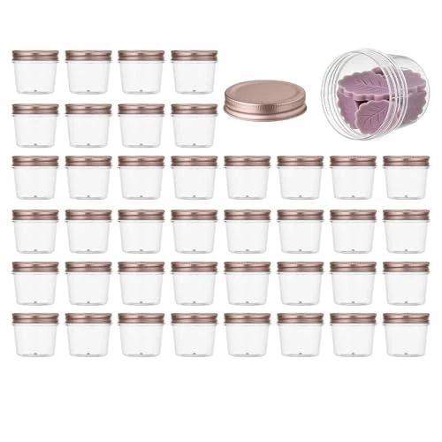 Detailed 4 oz Plastic Small Mason Jars and Small Plastic Jars with Lids 40 Count Minimalist