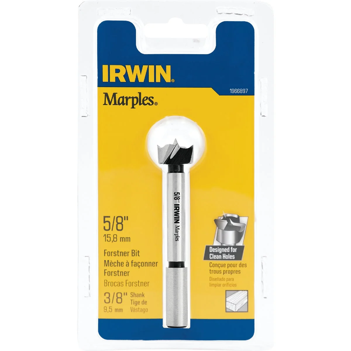 Optimized Irwin Marples 5 8 In. x 3-1 2 In. Reduced Forstner Drill Bit Lightweight