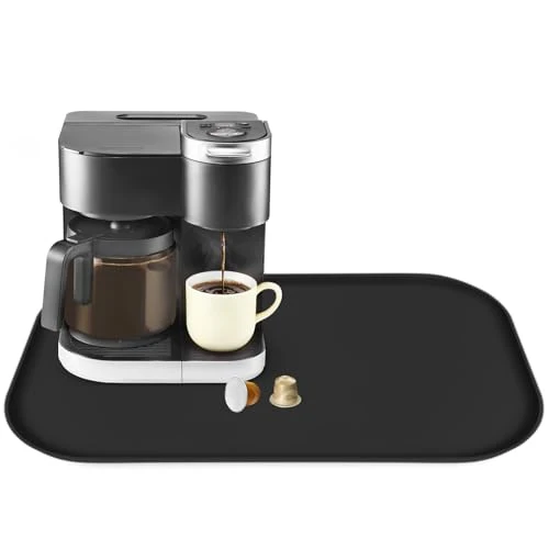Refined Silicone Coffee Maker Mat with Lip for Countertops Detailed