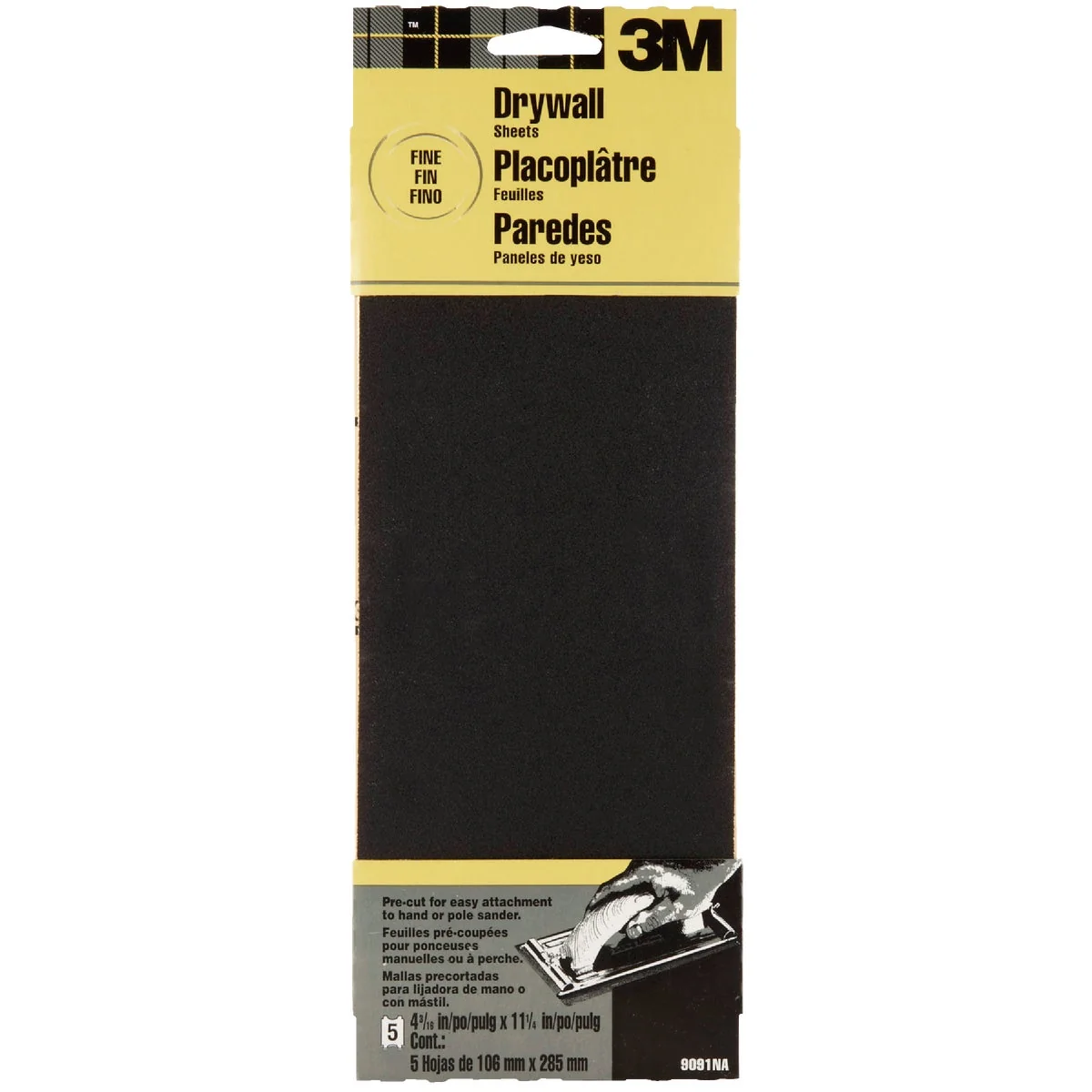 Reusable 3M Fine Grade 4-3 16 In. x 11-1 4 In. Precut Drywall Sandpaper 2-Pack Outstanding