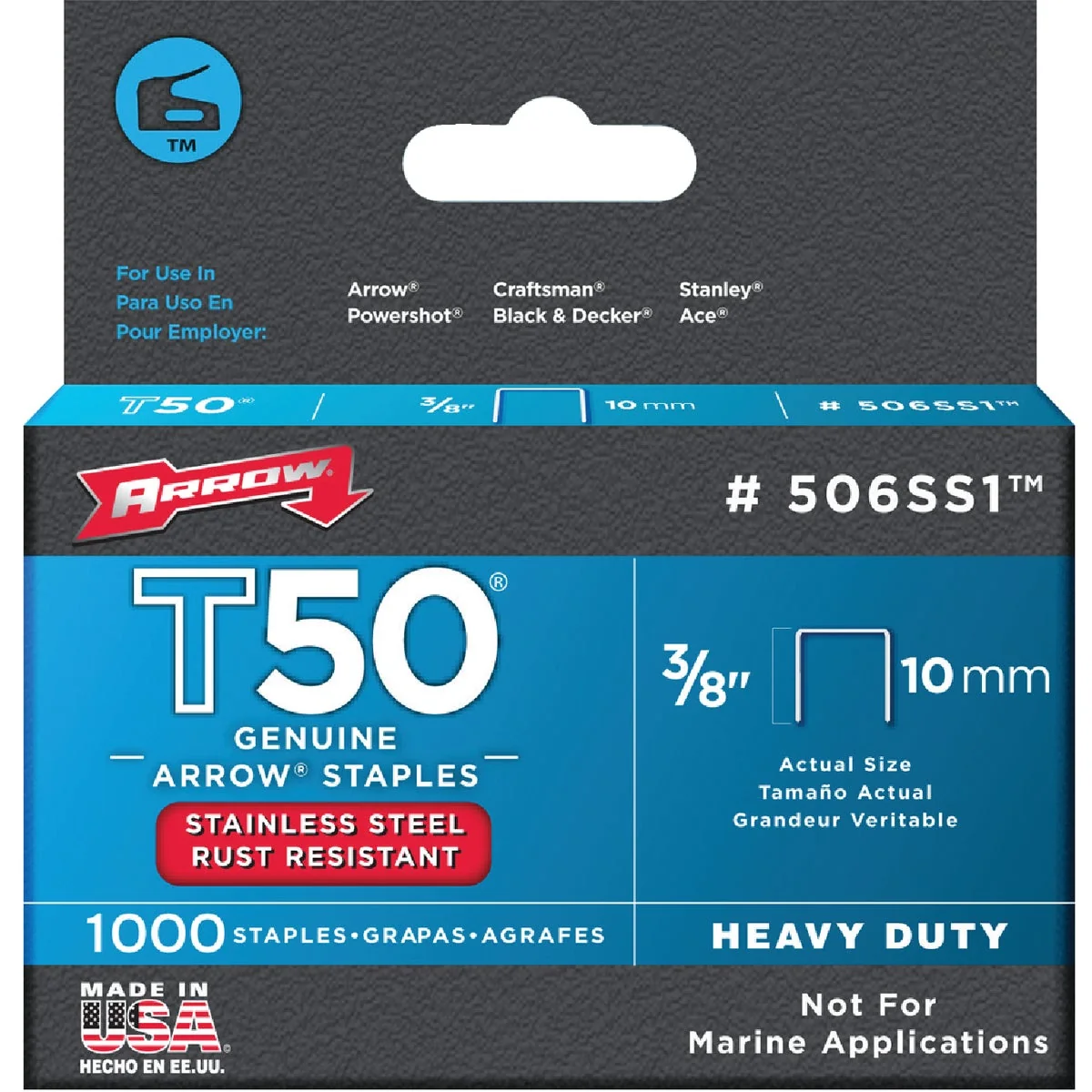 High-Quality Arrow T50 Heavy-Duty Stainless Steel Staple 3 8 In. 1000-Pack Top-Quality