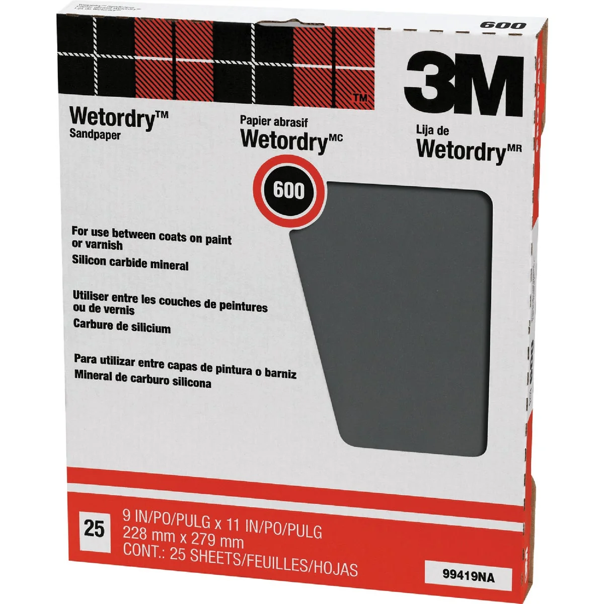 High-Grade 3M Wetordry Pro-Pak 9 In. x 11 In. 600 Grit Super Fine Sandpaper 25-Pack Durable
