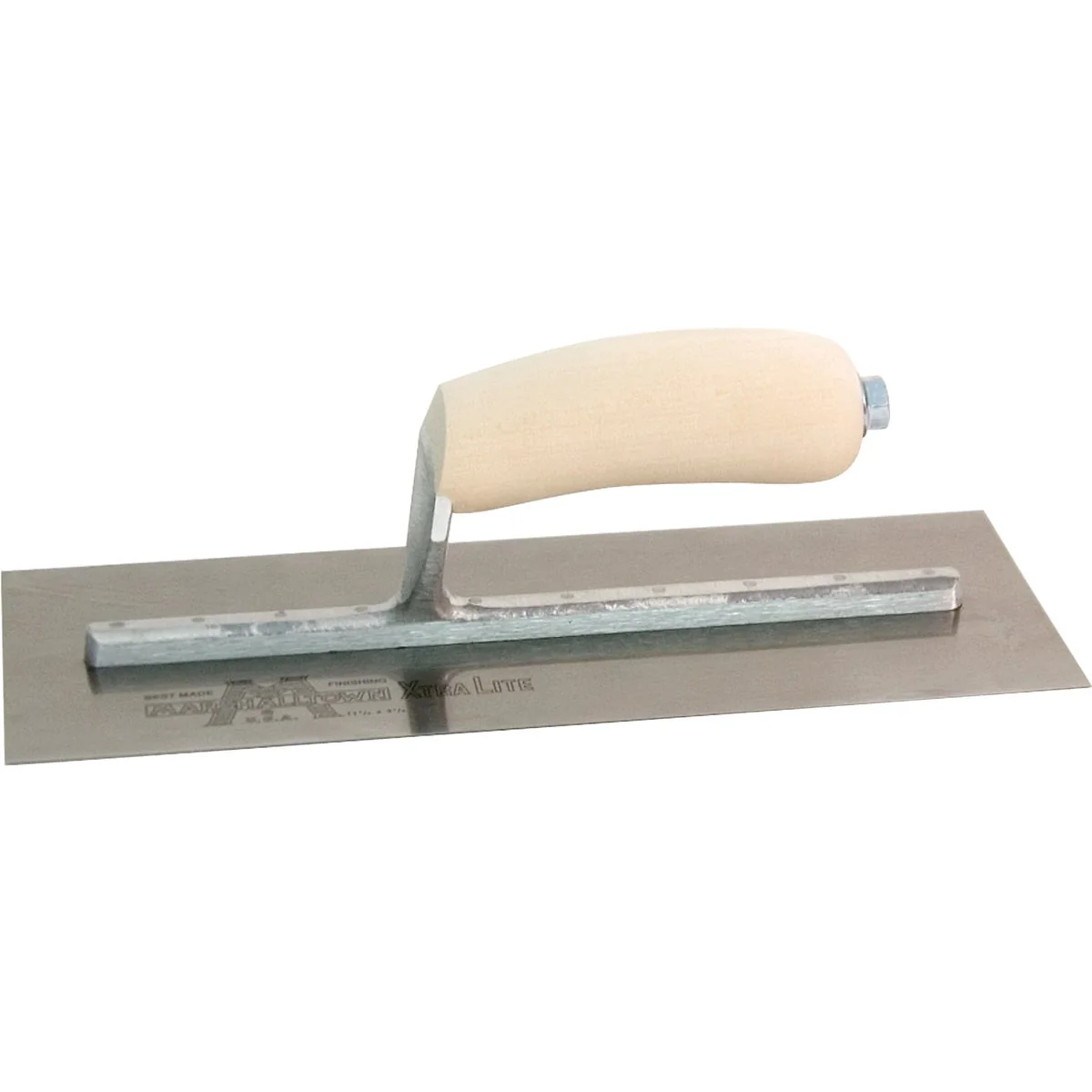 Proven Marshalltown 4-3 4 In. x 11-1 2 In. High Carbon Steel Finishing Trowel with Curved Wood Handle Convenient