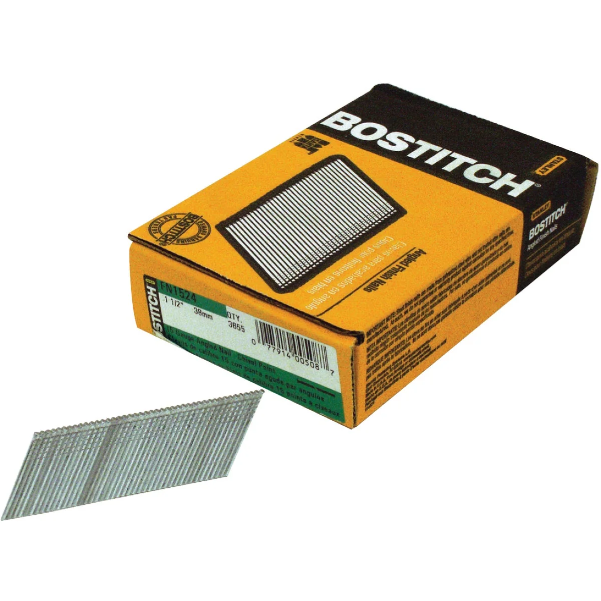 Enhanced Bostitch 15-Gauge Coated 25 Degree FN-Style Angled Finish Nail 1-3 4 In. 3655 Ct. Dependable