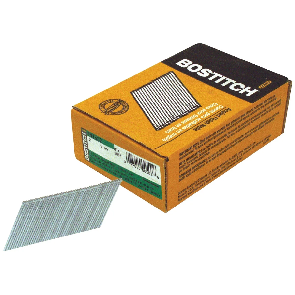 Fashionable Bostitch 15-Gauge Coated 25 Degree FN-Style Angled Finish Nail 2 In. 3655 Ct. Pure
