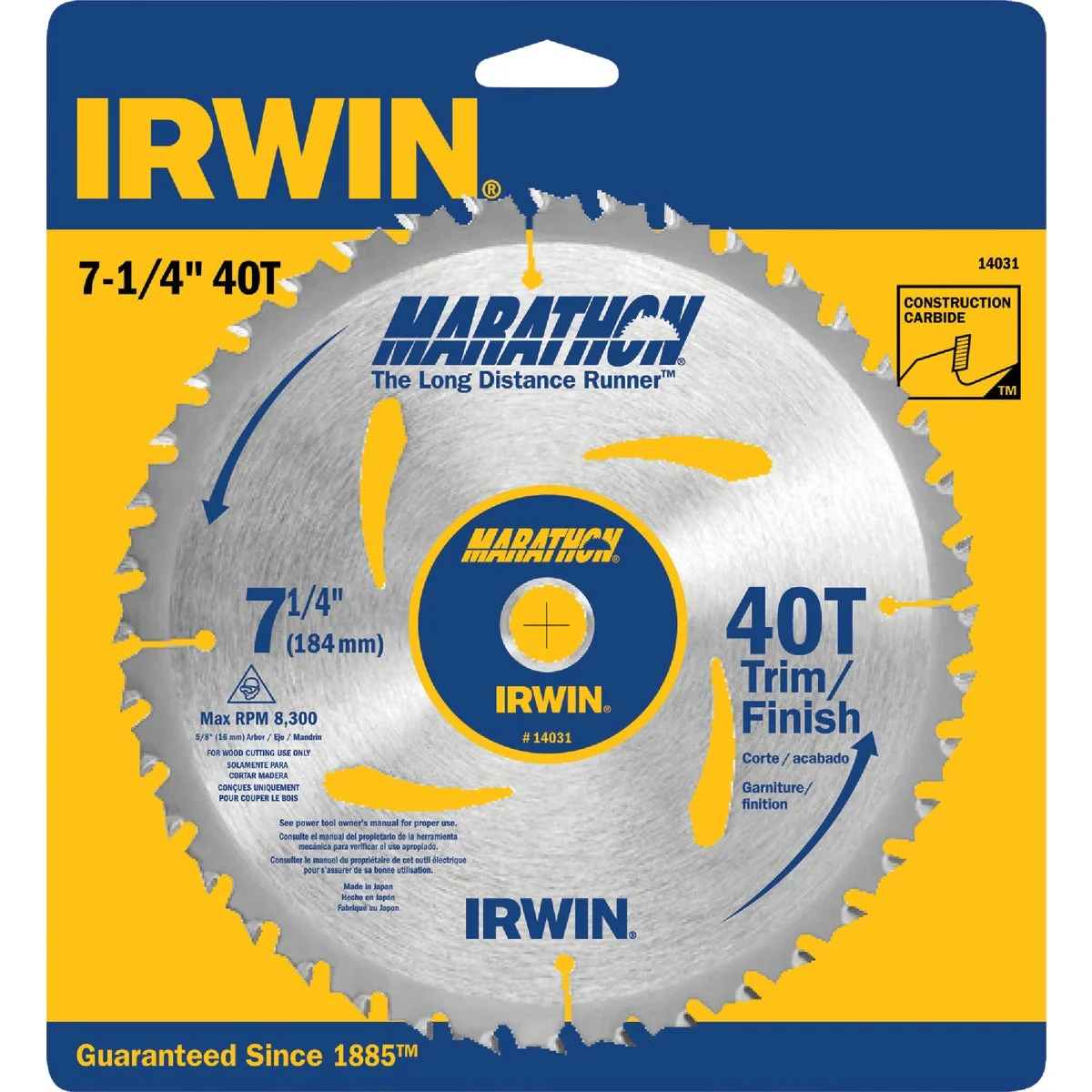 Long-Lasting Irwin Marathon 7-1 4 In. 40-Tooth Trim Finish Circular Saw Blade Healthy