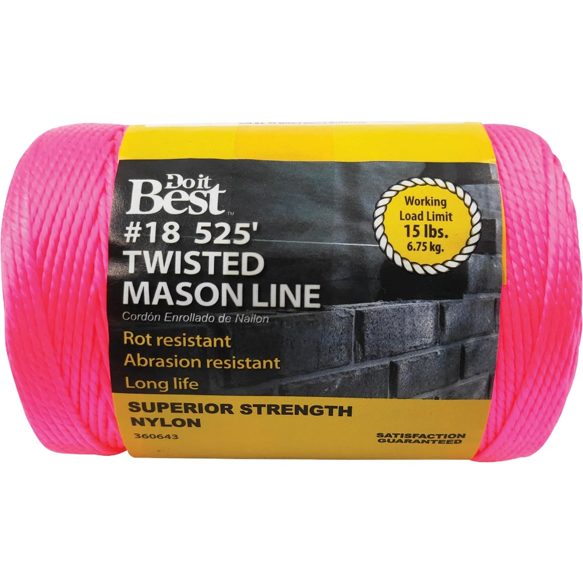 Top-Quality Do it 525 Ft. Fluorescent Pink Twisted Nylon Mason Line Elite