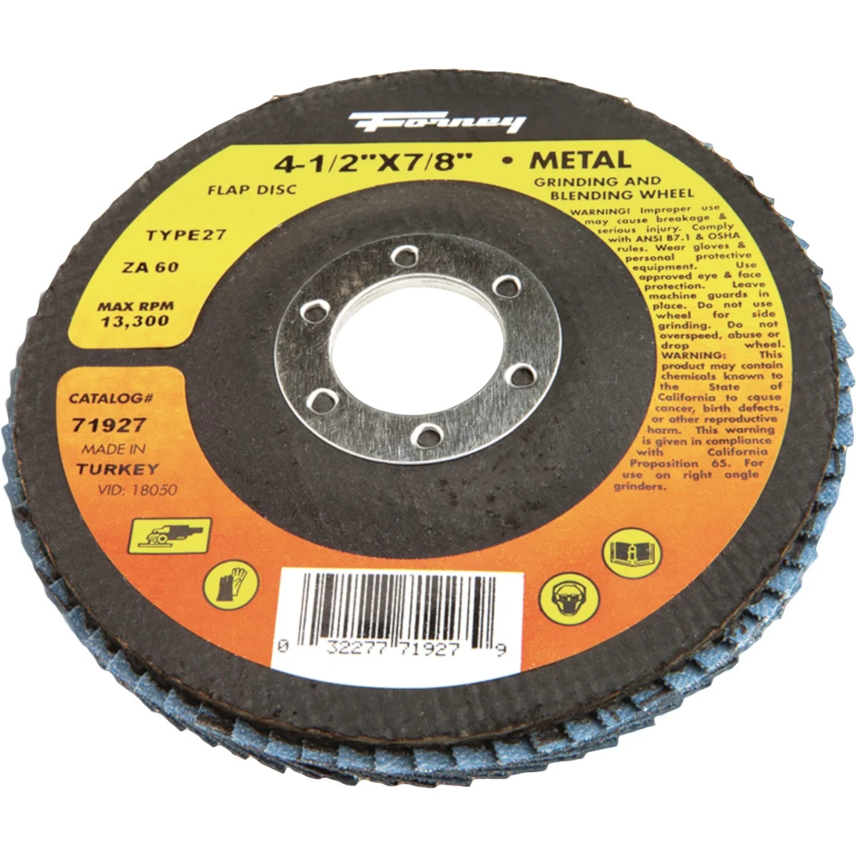 High-End Forney 4-1 2 In. x 7 8 In. 60-Grit Type 27 Blue Zirconia Angle Grinder Flap Disc Superior