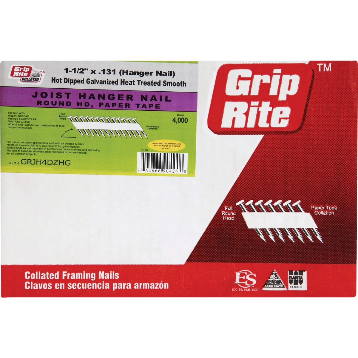 Natural Grip-Rite 1-1 2 In. 10 ga Hot Galvanized Joist Hanger Nails 4000 Ct. 25 Lb. Next-Generation