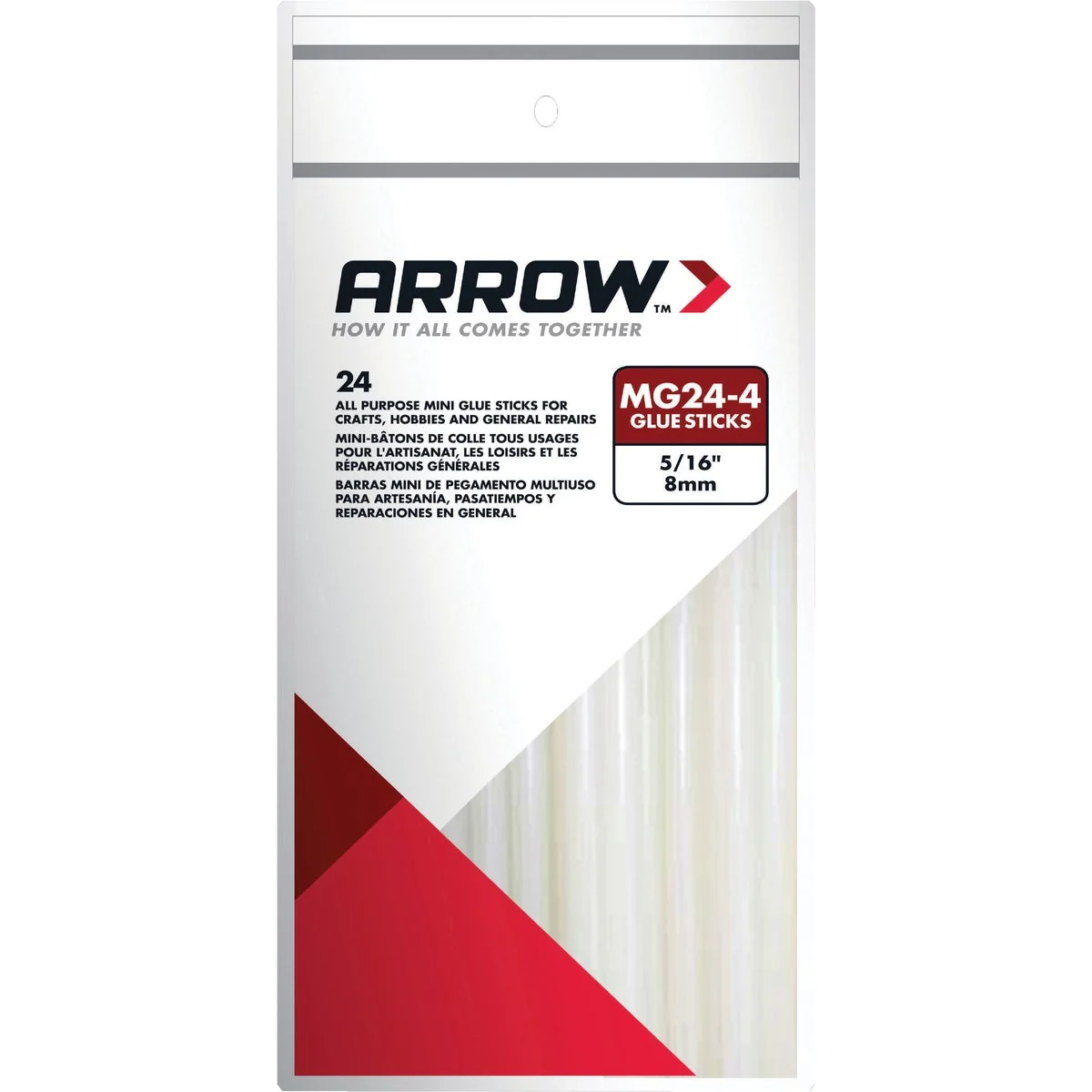 Responsible Arrow 4 In. Mini Clear Hot Melt Glue 24-Pack Minimalist