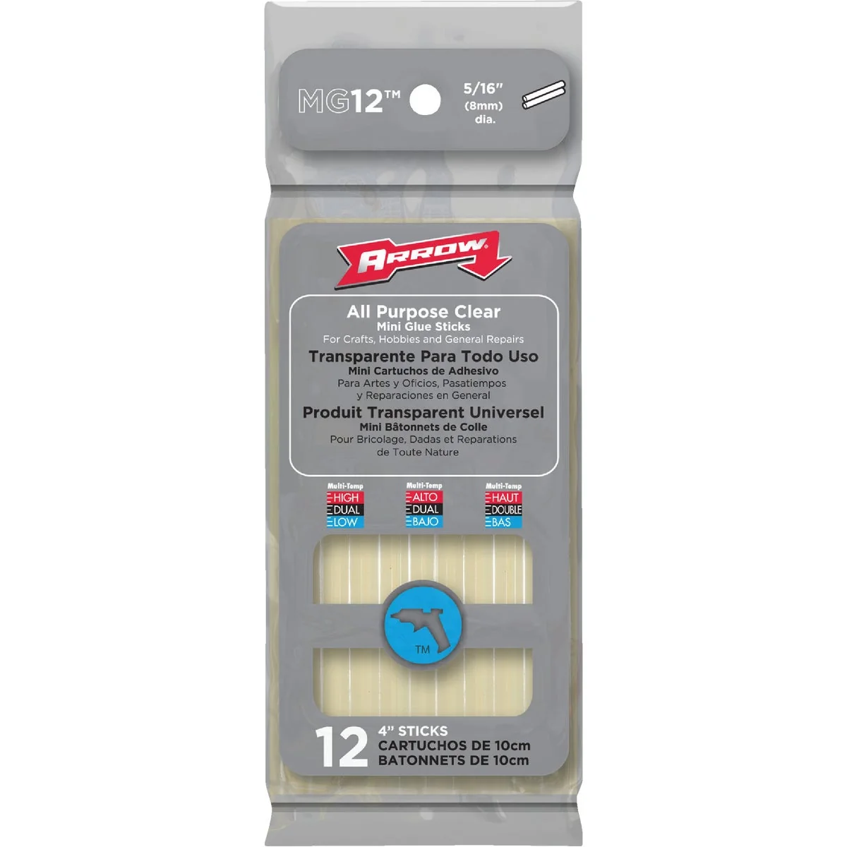 Powerful Arrow 4 In. Mini Clear Hot Melt Glue 12-Pack High-End