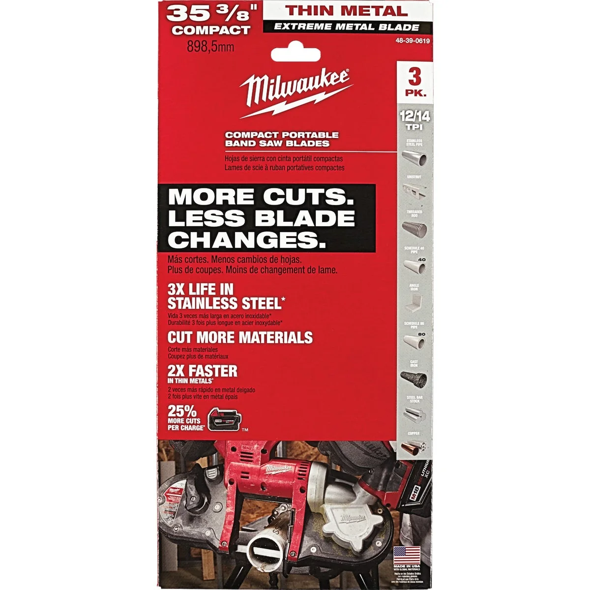 Smart Milwaukee 35-3 8 In. 12 14 TPI Extreme Metal Band Saw Blade 3-Pack User-Friendly