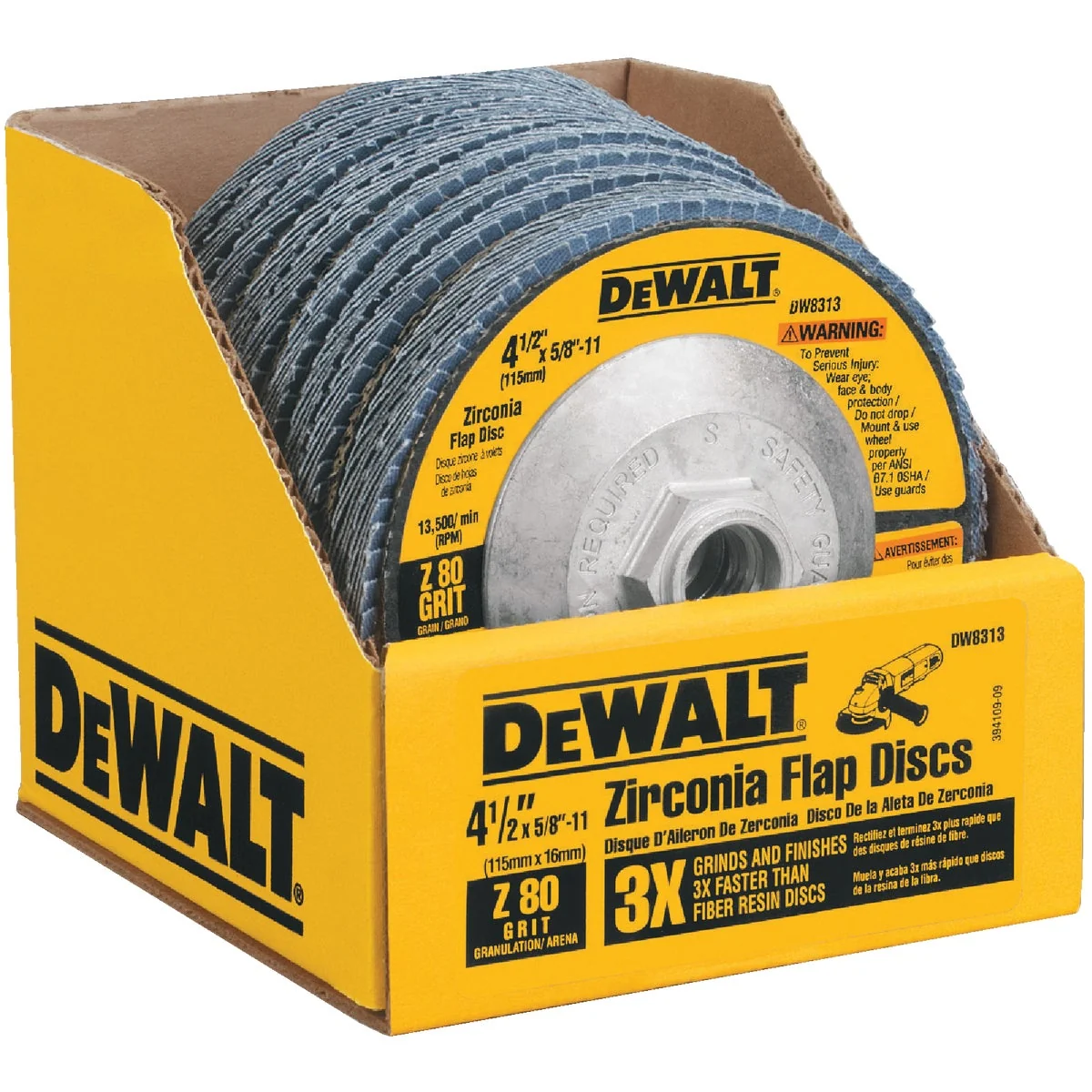 Reusable DeWalt 4-1 2 In. 80-Grit Type 29 High Performance Zirconia Angle Grinder Flap Disc Secure