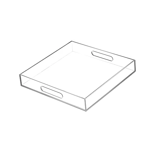 Functional Clear Sturdy Acrylic Serving Tray with Handles Minimalist