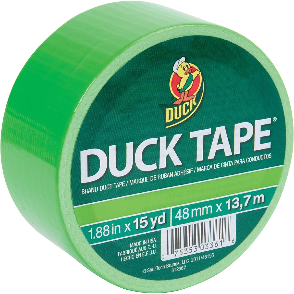 Crafted Duck Tape 1.88 In. x 15 Yd. Colored Duct Tape Neon Lime Organic