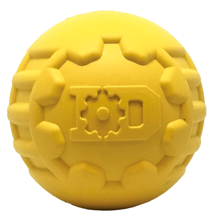 Reliable Industrial Dog Ball Rubber Chew Toy for Heavy Chewers Yellow USA Made SodaPup Proven