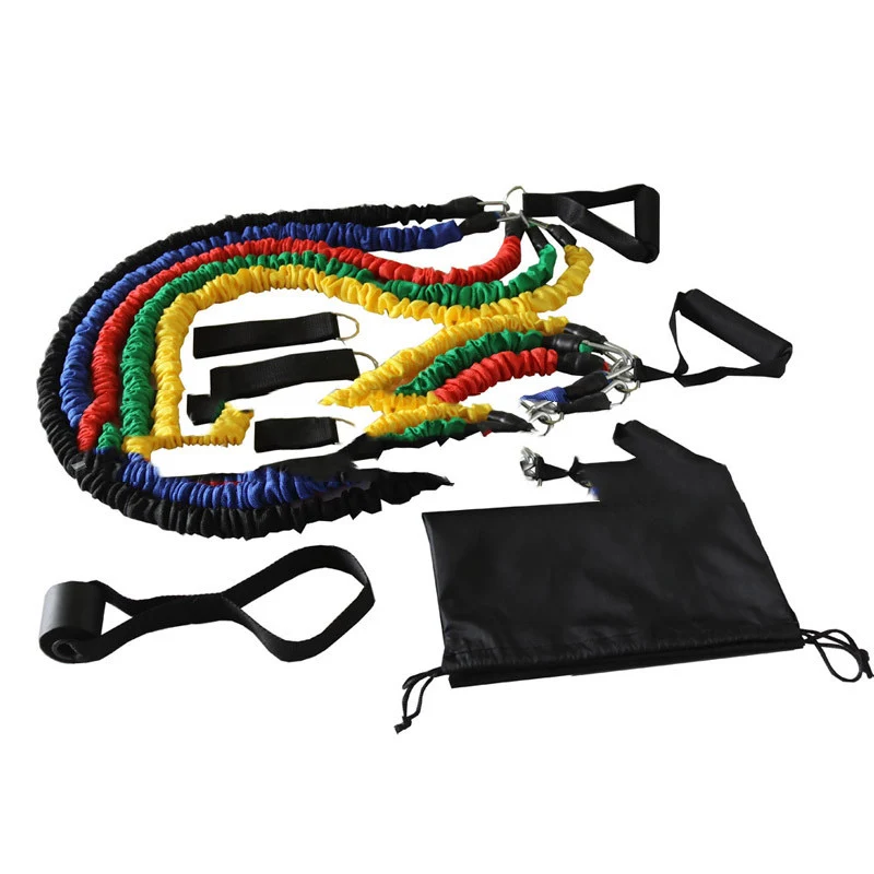 Crafted Indoor Fitness TPE Tension Belt Set MK6014 With 2 Handles 5 Webbing Tubes And Door Anchor Selected